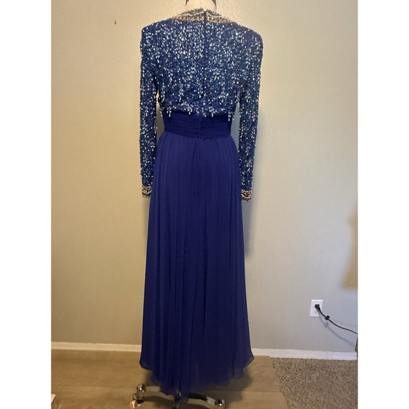 Vintage Victoria Royal Ltd Womens Size 8 Blue Beaded Evening Gown Formal Dress - Picture 7 of 13